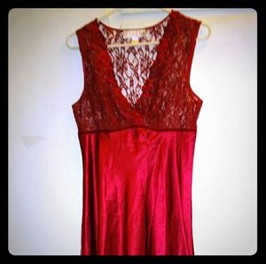 Red satin and lace nightgown